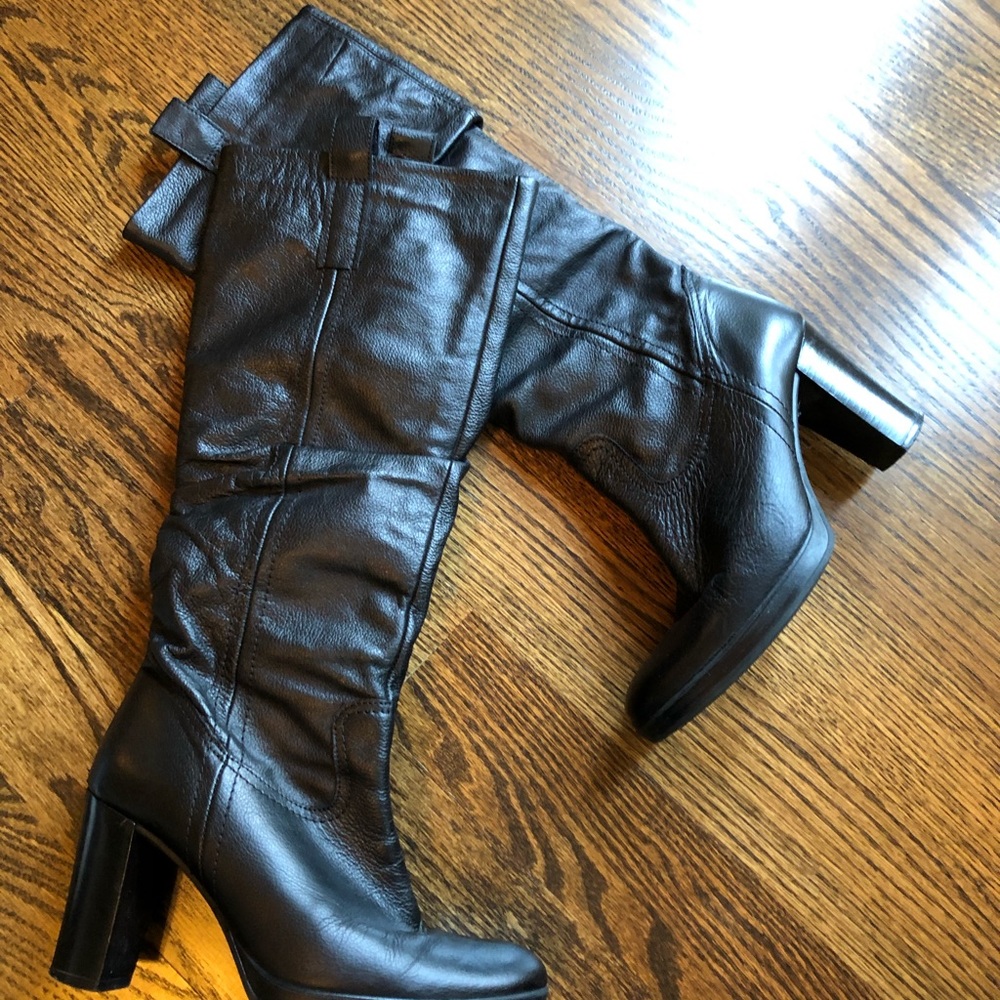 Black Knee High Heeled Boots